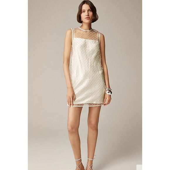 NWT J. Crew Collection Anna October© X J.Crew Sheer Beaded Dress Sheath 00 - Picture 1 of 12